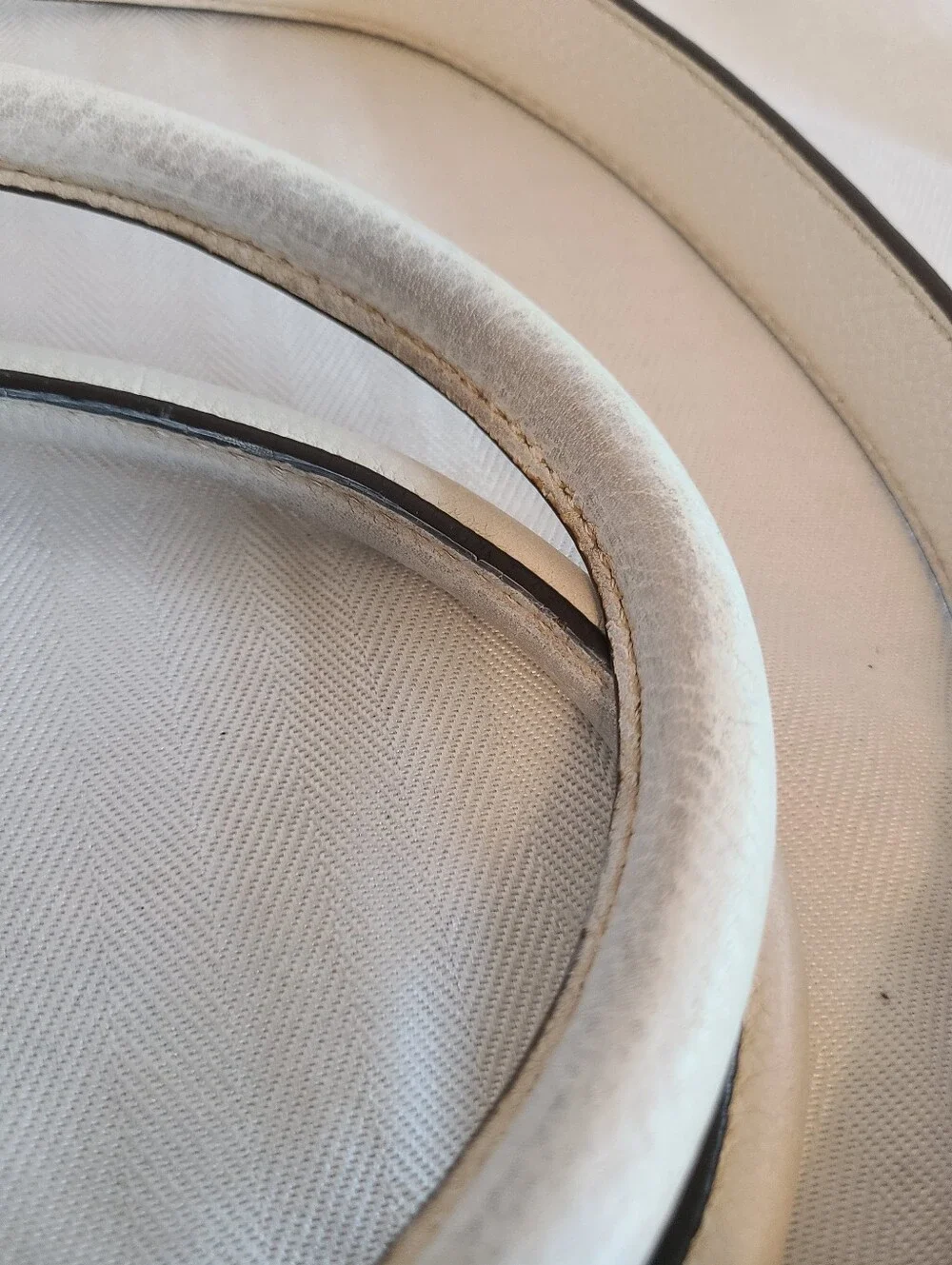 Michael Kors White/Off White Leather Satchel with Shoulder Strap